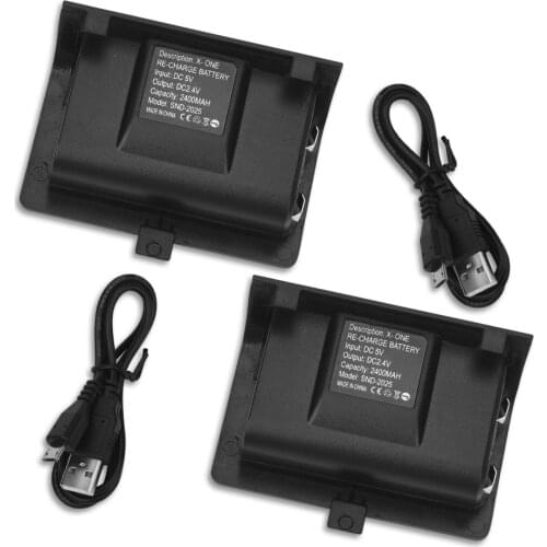2x 2400mAh Battery For XBOX ONE Portable Rechargeable Backup Battery Pack With USB Cable For XBOX ONE Controller
