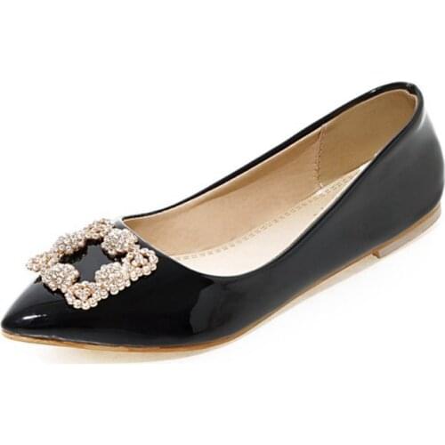 BLXQPYT Plus size 30-49 Spring Women Flats Pointed Toe Slip on Ballet Shoes Shallow Boat Shoes Woman Loafer Ladies Shoes A132