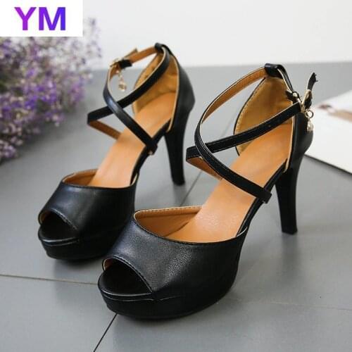 Galadiator Woman High Heels Party Ankle Strap Summer Sandals Zapatos Mujer Chunky High Heels Ladies PeepToe Pumps Women Shoes