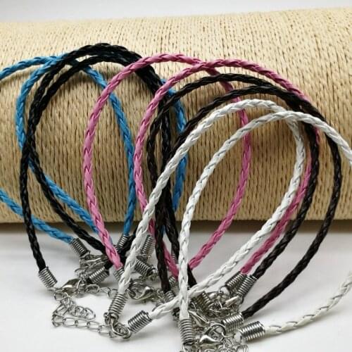 25 PCS 3 mm leather cord bracelet chain wear beads or pendant PU braided bracelet DIY manual five-color mix
