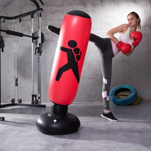 Childrens Boxing Column Inflatable Punching Bag Tumbler Sandbags Freestanding Target Training Tower for Boxing Reaction Speed