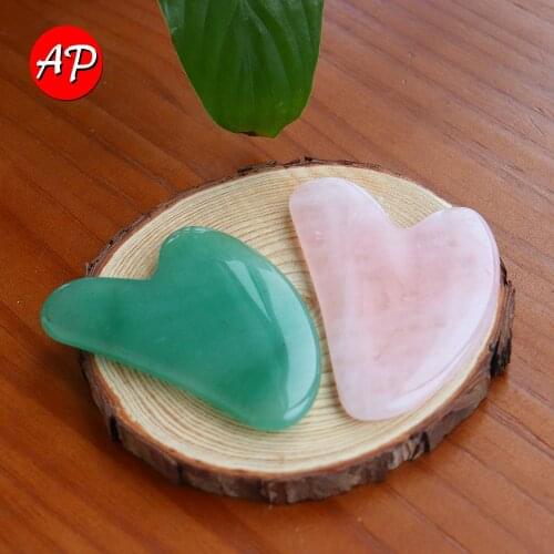 Natural Crystal Rose Quartz Gua Sha Board Green Jade Stone Body Facial Eye Scraping Plate Acupuncture Massage Relaxation Health