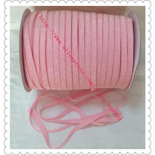 Stretch Lt. Pink Metallic Velvet Ribbon Sparkle Ribbon 5/8" Elastic Frosted Lt. Pink Glitter Ribbon