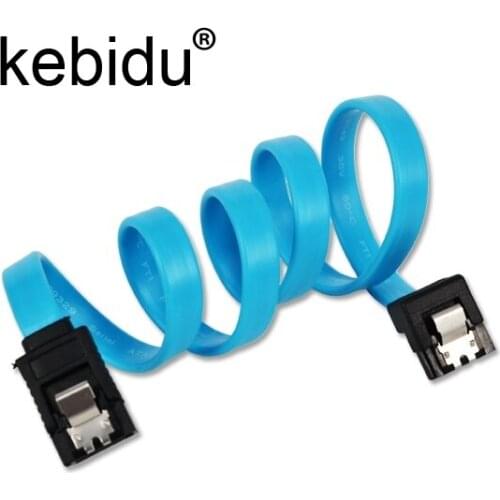 Kebidu Blue 50cm SATA 3 Cable 90 Degree Angle SATA Cable 6GB/s Data SATA 3.0 Cable Cord for SDD HDD