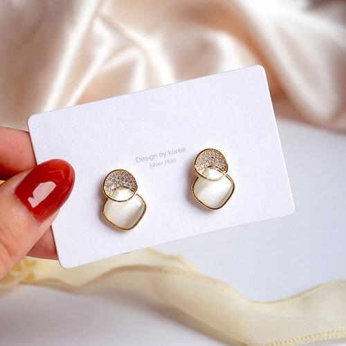 Korean Earrings For Girls Simple Diamond-Shaped Zircon Light Luxury Temperament Exquisite Daily earrings All-match Earrings