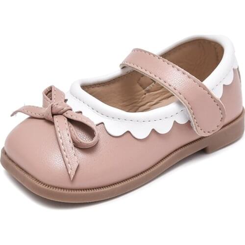 Baby Girls Leather Shoes Toddlers Kids Flats Bow-knot Sweet Princess Soft Comfortable Childrens Mary Janes Casual Party Wedding