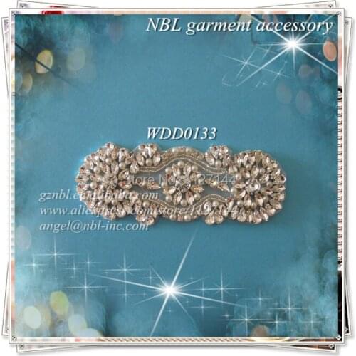 Crystal bridal beaded rhinestone applique for wedding evening dress DIY iron on patch WDD0133