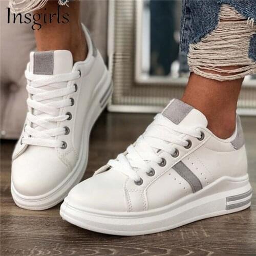 Women White Sneakers 2021 Spring Autumn New Fashion Shallow Ladies Comfortable Lace Up Casual Shoes Walking Running Sport Shoes
