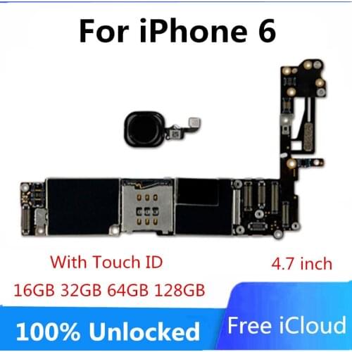 Complete Logic boards for iphone 6 Motherboard with Touch ID, unlocked for iphone 6 Mainboard with Chips,128gb Black