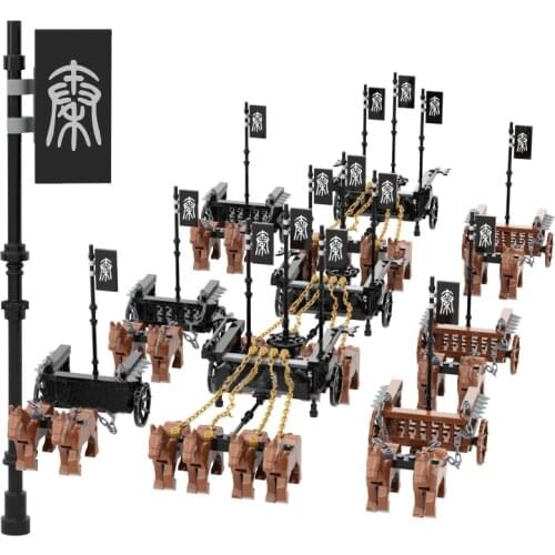 MOC Medieval Carriage Horse Animals Chariot Building Blocks Military Knights Figures Soldier Accessories War Weapons Kids Toys