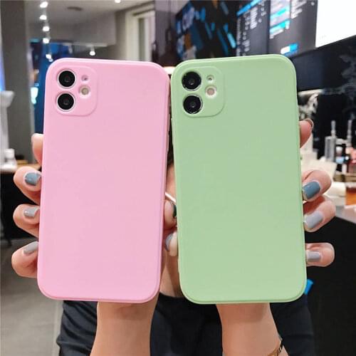 UIGO For iPhone 11 Square Silicone Soft Phone Case For iPhone 11 Pro Max XS Max XR X 6 6S 7 8 Plus SE 2020 NEW Candy Color Cover