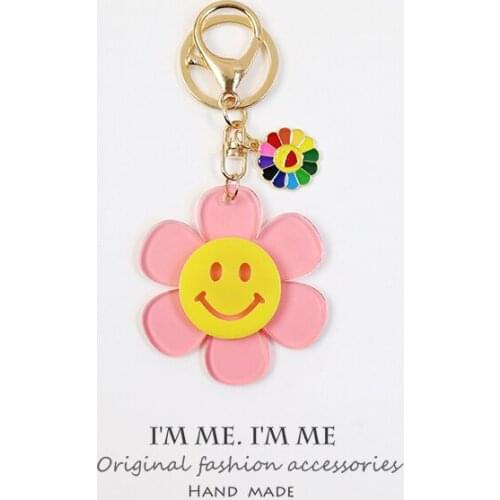 2021 New Fashion Colorful Acrylic Sunflower Pendant Airpods Keychain Bag Pendent Charm Airpods Accessories Kids Toys Cartoon