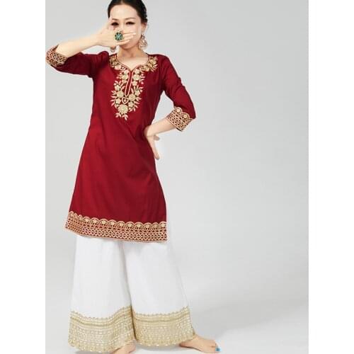New Women Dance Costumes Oriental Traditional Dance Long Robe Winter Autumn Indian Dancing Stage Performance Clothes DQL5173
