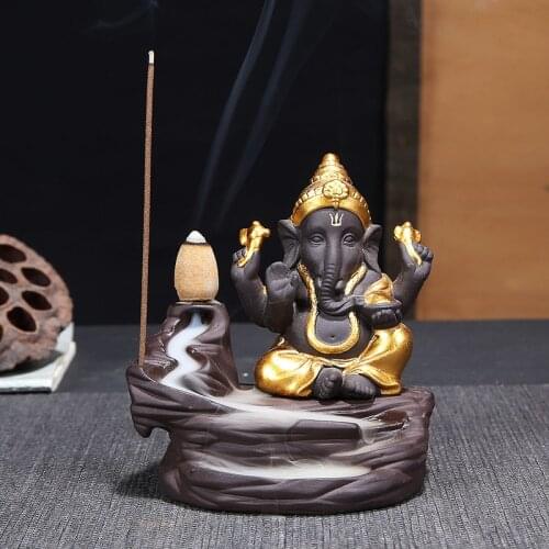 New Elephant Ganesha Incense Burner Purple Clay Buddhist Family Decoration Incense Burner Clay Tea Pet Buda Home Decoration