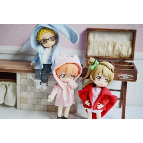Obitsu11ob11cu-poche doll coat for 1/12 bjd hoodie candie colors doll accessories for ob11 rabbit ear bear ears cat ears hoodie