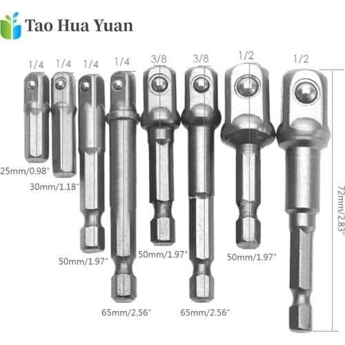 8pcs Drill Socket Bit Adapter for Impact Driver with Hex Shank To Square Socket Drill Bits Bar Extension 1/4 3/8 1/2 Bit Set AA