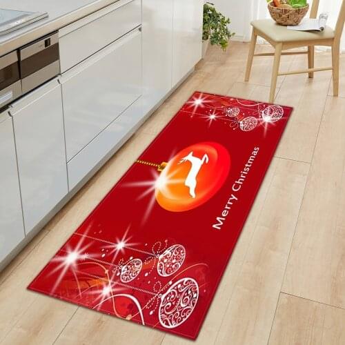 Merry Christmas Kitchen Rug Home Entrance Doormat Bedroom Bedside Living Room Decoration Carpet Hallway Bath Anti-Slip Floor Mat