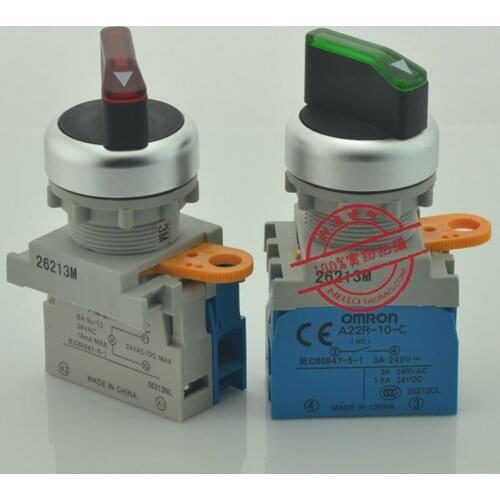 [SA] 22mm illuminated selector switch A22RW-2M * -24A-10 2 -speed self-locking 24V 1NO--10pcs/lot