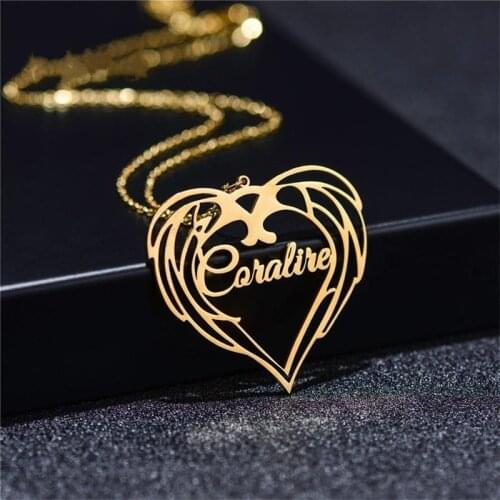 Wedding Gift Custom Jewelry Name Heart Pendant Necklace Personalized Name Necklaces For Women Gold Bijoux Femme
