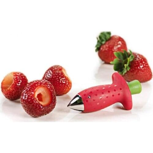 1pcs Strawberry Hullers Metal +Plastic Fruit Remove Stalks Device Tomato Stalks Strawberry Knife Stem Remover