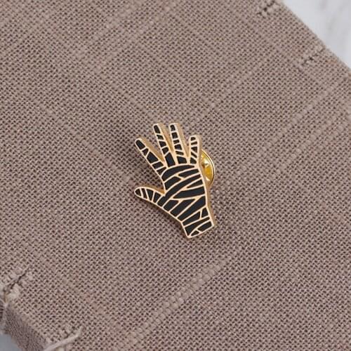 Vintage Hand gestures Pin Brooch gold tone Signed