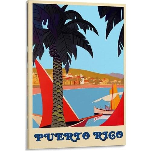 Vintage Travel Decorative Postres for Room Aesthetic San Juan Puerto Rico Poster Decorative Painting Canvas Wall Art Living Room
