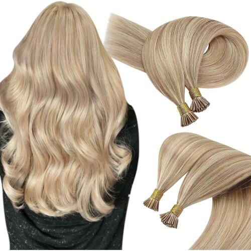 VeSunny I Tip Remy Human Hair Extensions Pre Bonded Hair Extensions Blonde Highlighted I tip Extensions Human Hair Keratin Hair