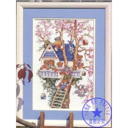Top Quality Beautiful Lovely Counted Cross Stitch Kit Bear Bears Tree House Home dim 00234