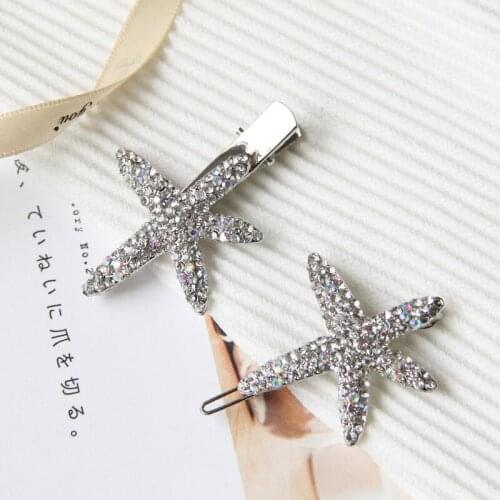 Hair Clips for Women Fashionable Crystal Starfish Hairpin Light Luxury Geometric Party Hair Accessories Jewelry Wholesale