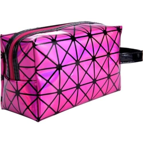 10 piece / pack Geometric Lingge 3D Diamond Pattern Package Large Capacity Laser Cosmetic Bag Woman Bags Support Drop shipping