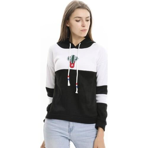 Women Casual Hoodie Sweatshirt Cactus Printing Fashion Loose Drawstring Pullovers Spring Autumn Long Sleeve Female Hoodies