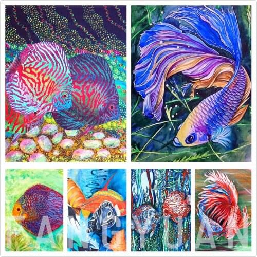Animal Deep Sea Fish Cartoon Diamond Painting Cross Stitch Set 5D Diy Full Square Diamond Embroidered Mosaic Home Decoration