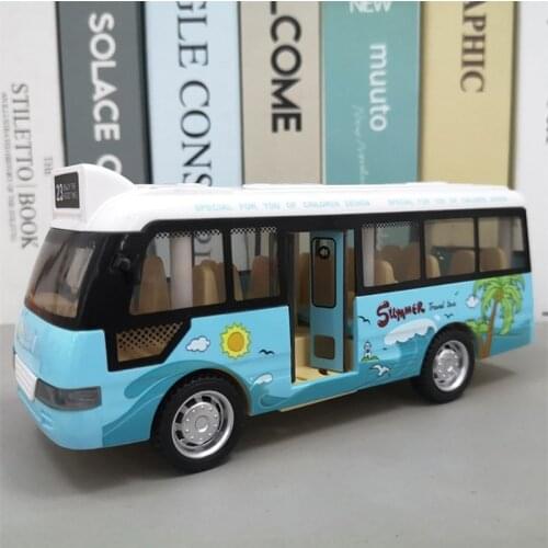 Sound Light Tour Bus Model Boy Toy Diecasts Toy Vehicles Kids Gift Tour Bus Model