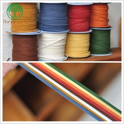 100M 3mm x 1.5mm Multicolor Flat Faux Suede Korean Velvet Leather Cord DIY Rope For Bracelet Necklace