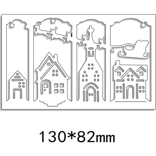 130*82mm Village Card Panel New Metal Cutting Dies Stencils for DIY Scrapbooking Paper Cards Making Craft Fun Decoration