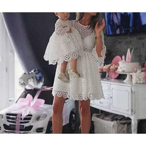 KEAIYOUHUO 2021 New Summer Sexy Lace Dress Family Parent-Child Dress Mom And Daughter Dress Girls Clothes Dresses For Girls 1-5Y