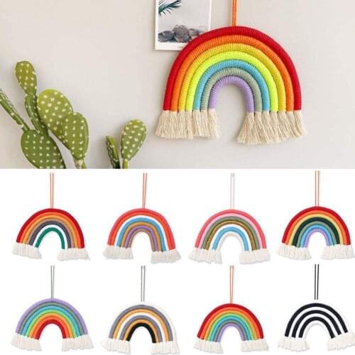 7Lines Rainbow Hand Woven Tapestry Colorful Cotton Thread Macrame Tassel For Party Decoration Hanging Room Children Tapestr G5S7