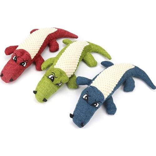 9 Pcs Linen Plush Crocodile Pet Dog Toy Chew Squeaky Noise Toy Tough Interactive Doll Cleaning Teeth Supplies Wholesale X2