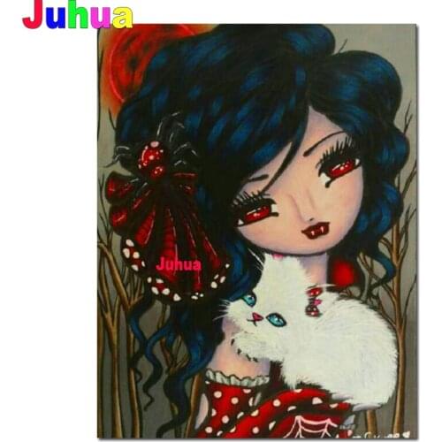 Full Square Round Drill 5D DIY Diamond Painting Girl Spider Cat Embroidery Cross Stitch Mosaic Diamond fantasy Princess Kid Gift