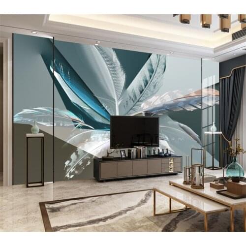 Beibehang Custom large 3d mural modern light luxury simple abstract geometric beautiful feather living room background wallpaper