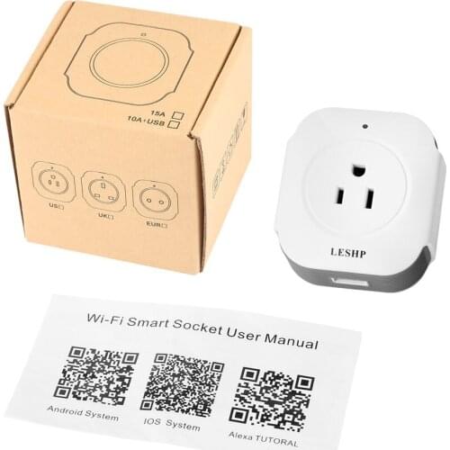 Wireless Mini Socket Smart Plug With USB Output(5V/1A) Wi-Fi Smart Switch Socket Works with for Amazon Echo And Alexa