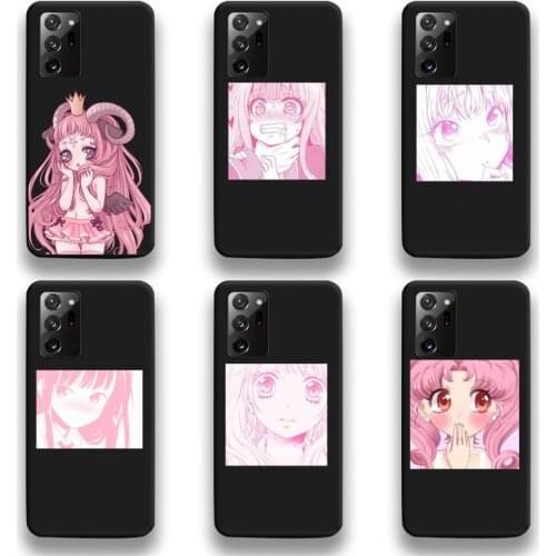 Hot Pink Manga Cute Japanese Anime Girl Phone Case For Samsung Galaxy Note20 ultra 7 8 9 10 Plus lite M51 M21 M31 J8 2018 Prime
