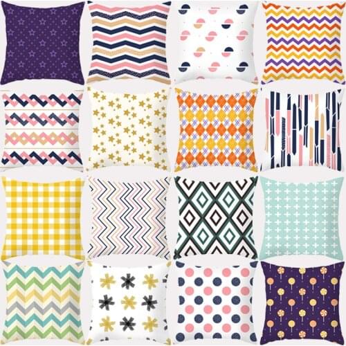 Colored Geometry Cushion Cover Stripe Lattice Decorative Sofa Cushions Nordic Simplicity Pillowcases Throw Pillows Home Decor