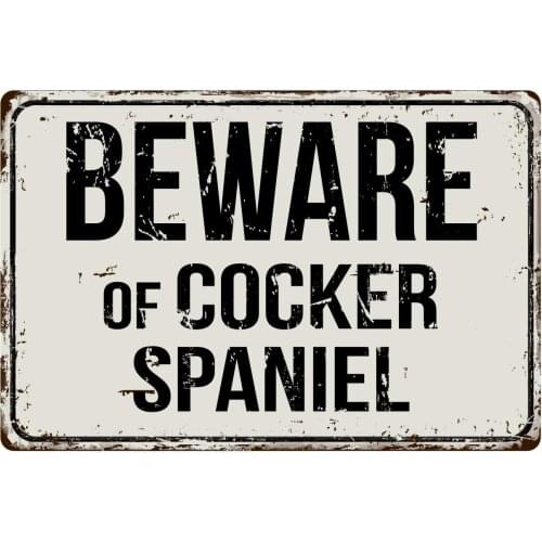 Deerts 28VS Beware of Cocker Spaniel 8 x 12 Vintage Aluminum Retro Metal Sign