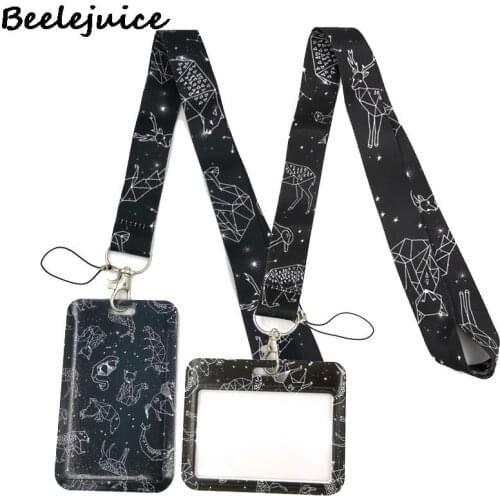 Starry Sky Animals Constellation Credit Card ID Holder Bag Student Women Travel Bank Bus Business Card Cover Badge Accessories
