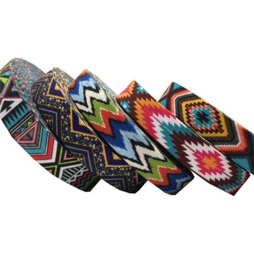5/8" 15mm Chevron Geometry FOE Fold Over Elastic Spandex Satin Band Kid Hair Headband Dress Lace Trim DIY Sewing