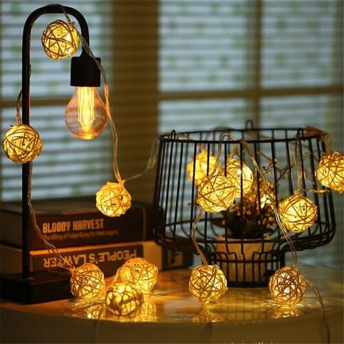 20/40/100leds Rattan Ball led Fairy String Lights AC220V Christmas Outdoor Patio Garland Navidad Party Wedding Decoration