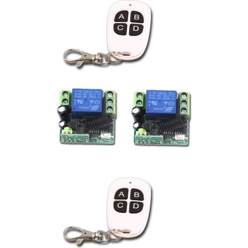Hot Sales Mini 12V Relay 1CH Wireless Remote Control Switch 2Transmitter+2 Receiver with 4Buttons 315/433mhz