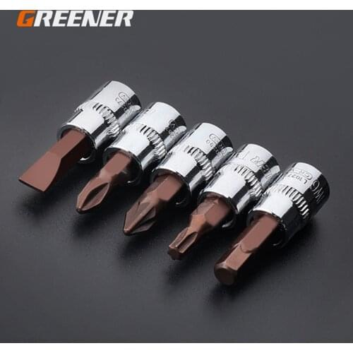 Greener 1pc Impact Bit Socket H3 H4 H5 H6 H7 H8 H10 Cross Word M Inner Six Flowers Screwdriver Bit Socket Wrench Tools 1/4"