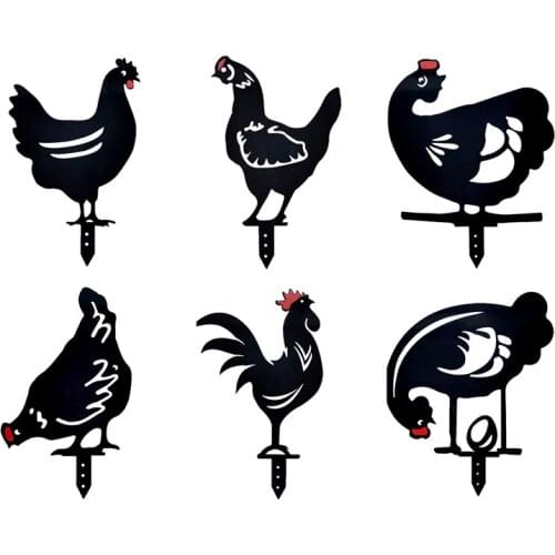 Chicken Yard Art Home Outdoor Garden Backyard Lawn Decor Acrylic Black